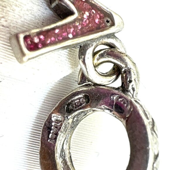 VTG Mom Slide Charm Pendant Pink Sparkles Sterling Silver 925 1.25" Length - Picture 5 of 11
